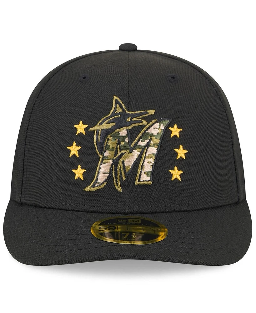 New Era Men's Black Miami Marlins 2024 Armed Forces Day Low Profile 59FIFTY Fitted Hat