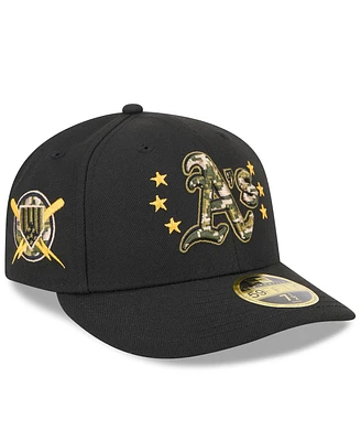 New Era Men's Black Oakland Athletics 2024 Armed Forces Day Low Profile 59FIFTY Fitted Hat