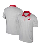 Colosseum Men's Gray Wisconsin Badgers Tide Big & Tall Tuck Striped Polo