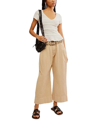 Free People Women's Sweet Talk Pleat-Front Chino Pants