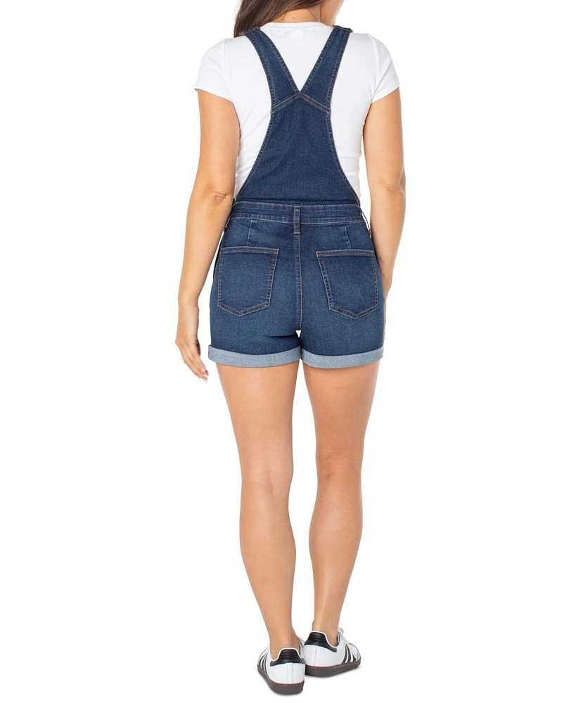 Celebrity Pink Juniors' Cuffed Shorts Denim Overalls