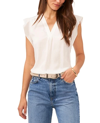 Vince Camuto Women's V-Neck Short-Ruffle-Sleeve Top