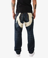 True Religion Men's Ricky No Flap Big T Painted Horseshoe Straight Jean