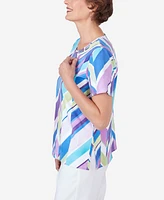 Alfred Dunner Petite Double Strap Broken Chevron Tee