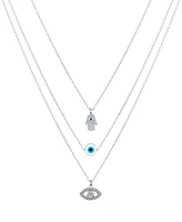 Unwritten Crystal Hamsa and Evil Eye Layered Necklace Set