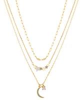 Unwritten Cubic Zirconia Opal Star and Moon Layered Necklace Set