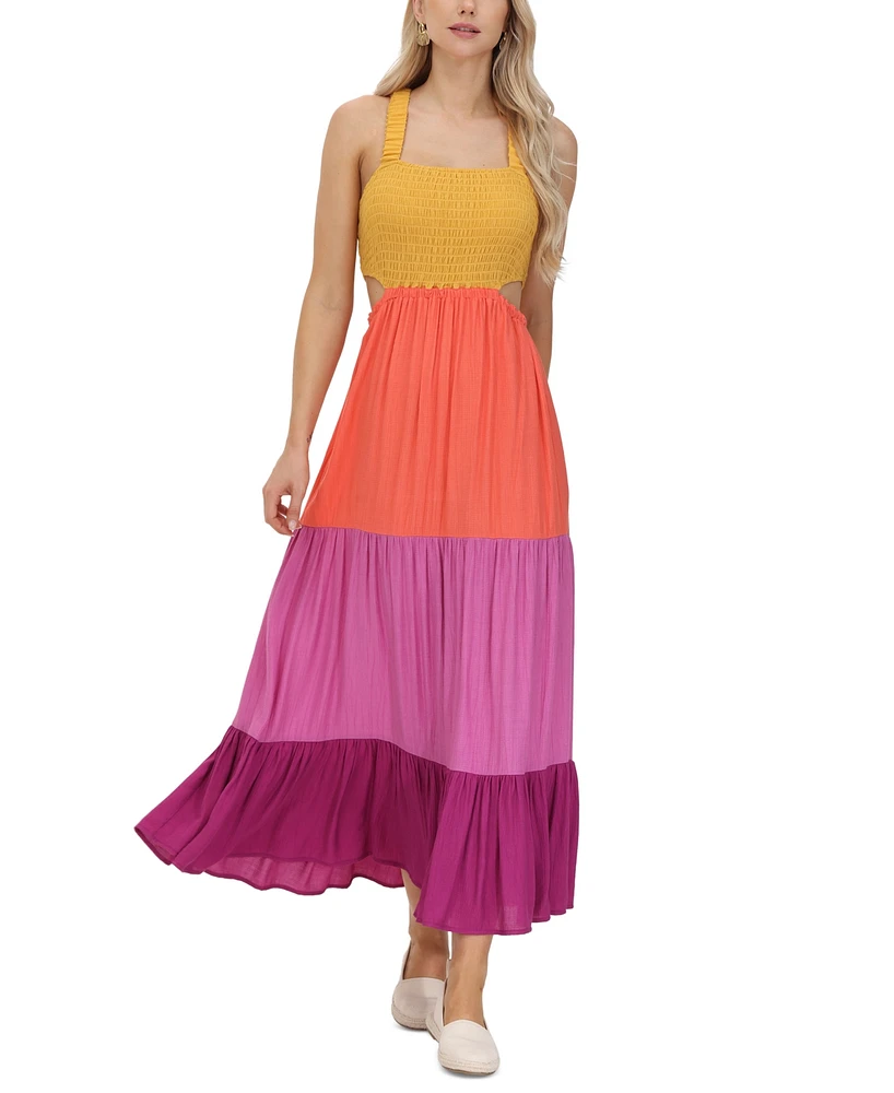 Frye Women's Smocked Colorblock Maxi Dress