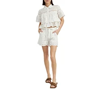 En Saison Women's Marina Cotton Eyelet Shorts