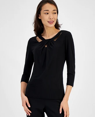 Kasper Twist-Neck Top