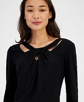 Kasper Twist-Neck Top