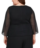 Alex Evenings Plus Size Embellished Illusion-Sleeve Blouse