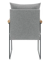 Office Star Dutton Armchair in Charcoal Fabric with Natural Arms and Black Sled Base