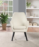 Office Star Della Mid-Century Accent Chair in Linen Fabric with Black Finish Legs