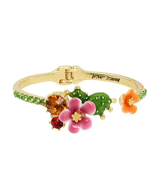 Betsey Johnson Faux Stone Flower Bangle Bracelet