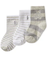 Polo Ralph Lauren Baby Striped Bear Socks, Pack of 3