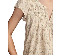 Lucky Brand Women's Printed Smocked Top