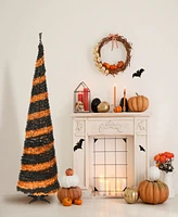 National Tree Company 7.5' Artificial Halloween Tree, Black and Orange, Tinsel, Includes Stand, Halloween Collection