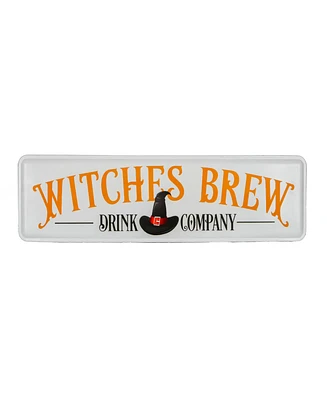 National Tree Company 31" Hanging Wall Decoration, White, 'Witches Brew Drink Company', Metal Construction, Halloween Collection