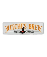 National Tree Company 31" Hanging Wall Decoration, White, 'Witches Brew Drink Company', Metal Construction, Halloween Collection