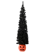 National Tree Company 6' Pre-Lit Artificial Halloween Tree, Evergreen, Led Lights, Includes Pumpkin Base, Halloween Collection