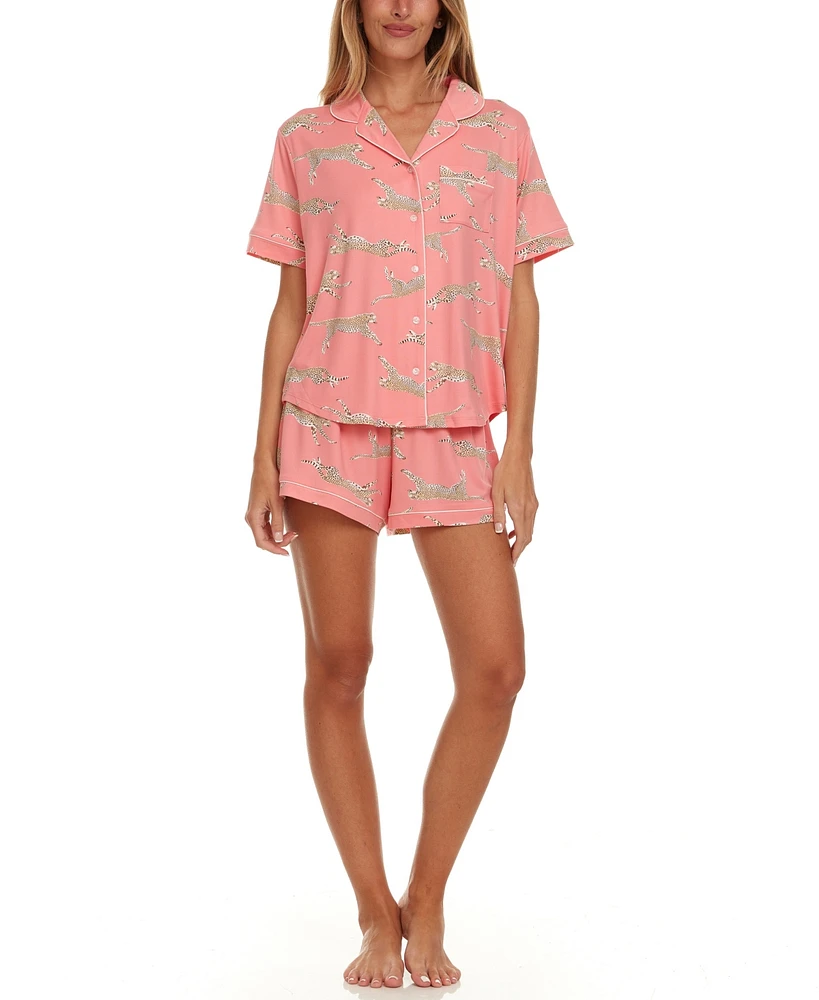 Flora by Nikrooz Women's 2-Pc Gabriella Printed Shorty Pajamas Set