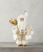 Holiday Lane Gold & White Caucasian Santa with Gift Box, Created for Macy's