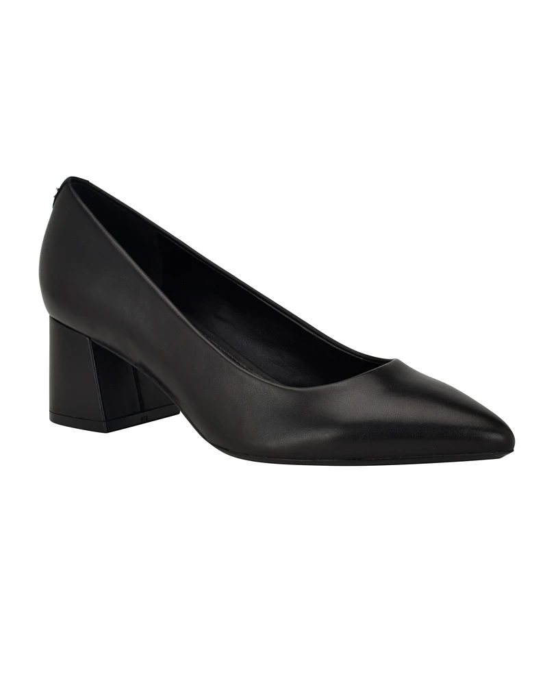 Calvin Klein Women's Lenott Pointy Toe Dress Block Heel Pumps