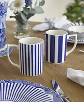 Spode Blue Italian Steccato Narrow Stripe Mugs, Set of 4