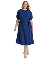 Dkny Plus Size Round-Neck Fit & Flare Scuba Crepe Dress