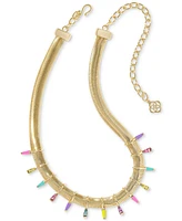 Kendra Scott 14k Gold-Plated Multicolor Cubic Zirconia & Nano Gem Statement Necklace, 14" + 4-1/2" extender