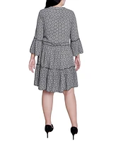 Ny Collection Plus 3/4 Sleeve Tiered Dress