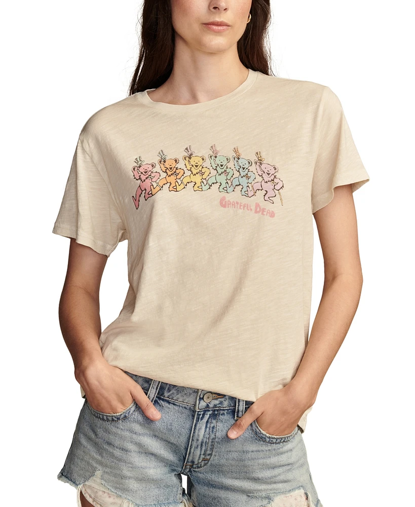 Lucky Brand Women's Grateful Dead Dancing Bears Cotton Boyfriend T-Shirt