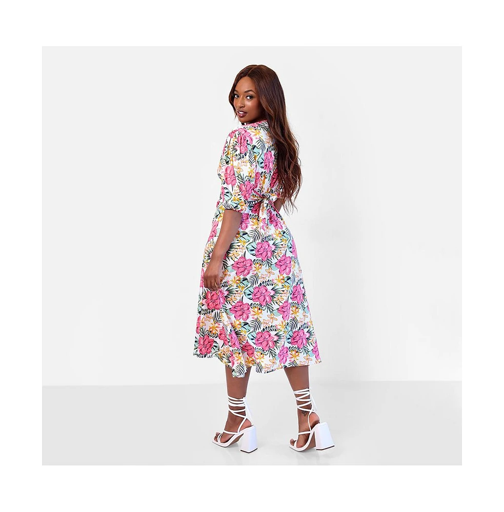 Rebdolls Plus Elena Tropical Print A-Line Midi Dress