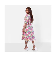 Rebdolls Plus Size Elena Tropical Print A-Line Midi Dress