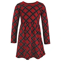 Hudson Baby Big Girls Hudson Cotton Dresses, Black Red Plaid