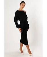 Prancer Off Shoulder Midi Dress