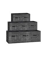 Slickblue Storage Cubes, Non-Woven Fabric Bins with Double Handles, Set of 8, Closet Organizers for Shelves, Foldable, Clothes