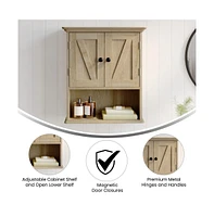 Merrick Lane Delilah Wall Mounted Bathroom Medicine Cabinet With Adjustable Shelf, Lower Open And Magnetic Closure Doors