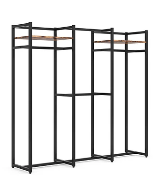 Tribesigns Garment Rack Heavy Duty Clothes Rack, Free Standing Closet Organizer with Shelves and Hanging Rod, Large Metal Clothing Rack for Hallway, B