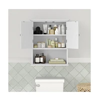 Merrick Lane Delilah Wall Mounted Bathroom Medicine Cabinet With Adjustable Shelf, Lower Open And Magnetic Closure Doors