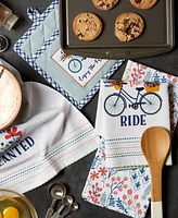 Design Imports Kitchen Gift Set Collection, Pot Holder 3 Dish Towels, Enjoy the Ride, 4 Piece