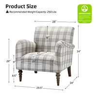 Rossella Contemporary and Classic Armchair with Solid Wood Legs