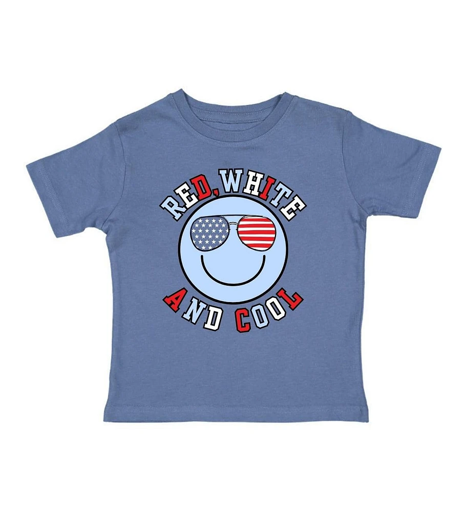 Sweet Wink Little and Big Boys Red, White, Cool Patriotic Smiley Short Sleeve T-Shirt