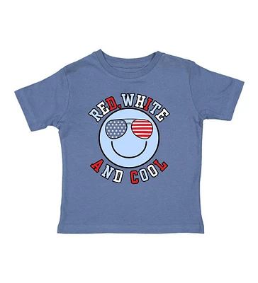 Sweet Wink Little and Big Boys Red, White, Cool Patriotic Smiley Short Sleeve T-Shirt