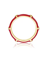 GiGiGirl 14k Yellow Gold Plated with Cubic Zirconia Red Enamel Kids/Teens Stacking Ring