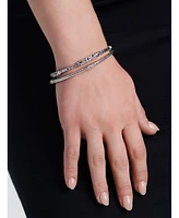 Devata Bali Filigree Slide-on Bangle Bracelet in Sterling Silver and 18K Gold
