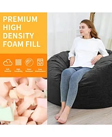 Caromio 4Ft Giant Bean Bag Chair for Adults and Teens, Memory Foam Filled, Removable Velvet Cover