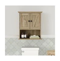 Merrick Lane Delilah Wall Mounted Bathroom Medicine Cabinet With Adjustable Shelf, Lower Open And Magnetic Closure Doors