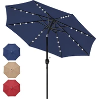 Streamdale Furniture 32 Led Solar Umbrella: Dark Blue, Tilt/Crank, Outdoor Patio Table Market Umbrella