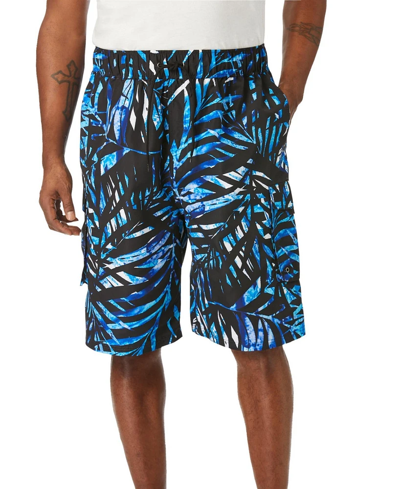 KingSize Big & Tall 8" Printed Cargo Swim Trunks